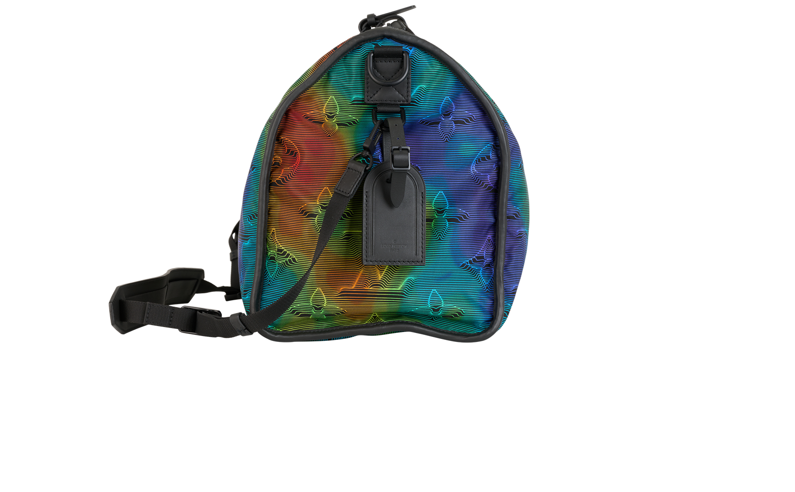 Keepall 50 3D 2054 Reversible Bandouliere, &pound;2,200, Handbags, Black/Blue/Green/Orange, Canvas, Side view